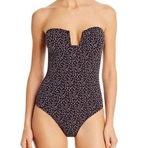 NWT! Prism Black Pink Floral Bandeau One Piece Swimsuit Medium NEW! E1 $340